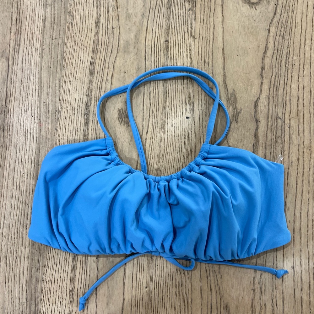 CALIA by Carrie Underwood Underwire Blue Ruched Bikini Top with adjustable back